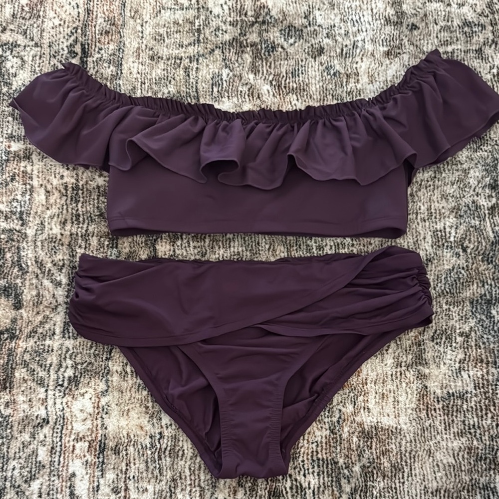 Bleu Rod Beattie Purple Off-Shoulder Bikini